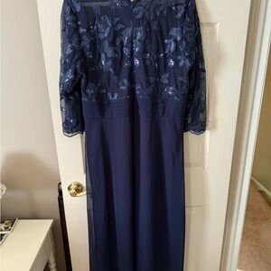 Alex Evenings Navy Blue Maxi Dress